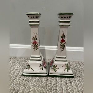 Charming Floral Ceramic Candle Holders